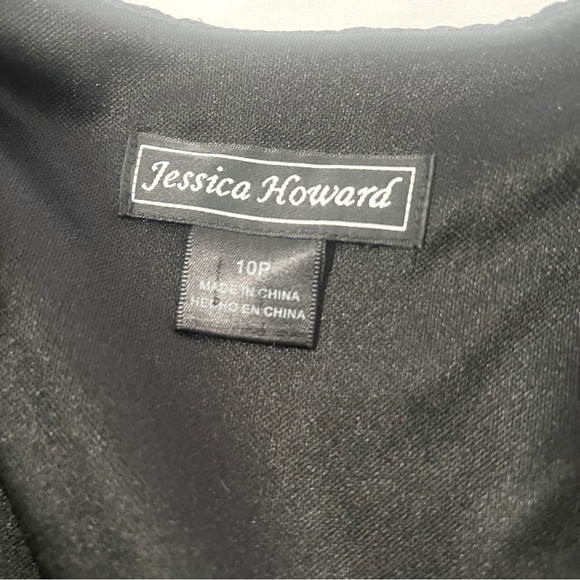 Jessica Howard Women Petite 10P Black 2 Piece Dress Matching Embellished Jacket - Picture 8 of 15